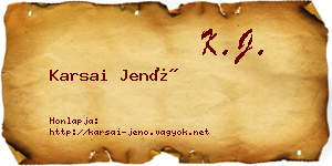Karsai Jenő névjegykártya
